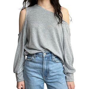 Women’s Grey One Shoulder Long Sleeve Top- Size Small